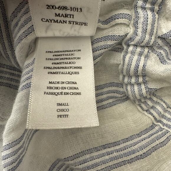 Rails Marti Cayman Striped Linen Blue White Blouse Size S - Picture 9 of 13